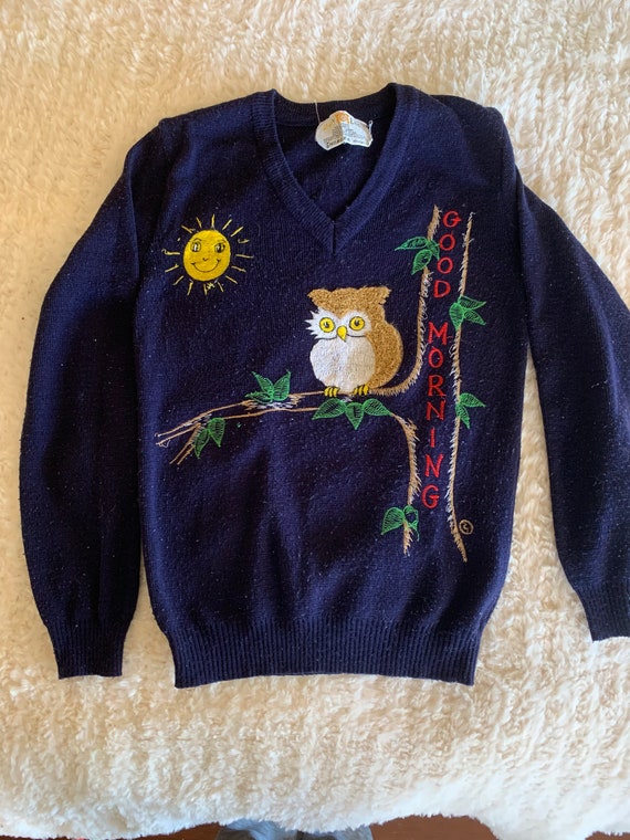 Vintage Owl Sweater - Etsy