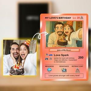 Personalized Birthday Trading Card – Custom Photo or Anime Style Card for Couples, Friends, and Special Occasions Keepsake Gift