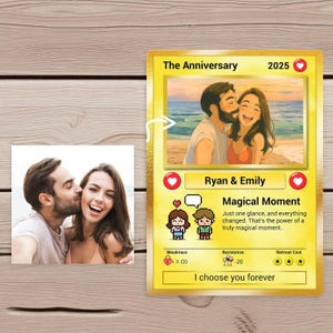 Personalized Custom Trading Card – Couple Anniversary Gift with Photo, Names & Date – Unique Gamer Valentine’s Day or Wedding Keepsake