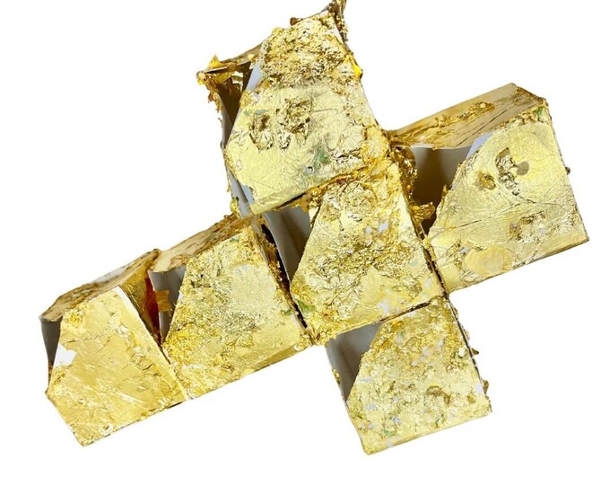 Aurum Module No.1 | Gilded Architectural Tile Sample | Handmade Gold Home Decor | Lady JMB