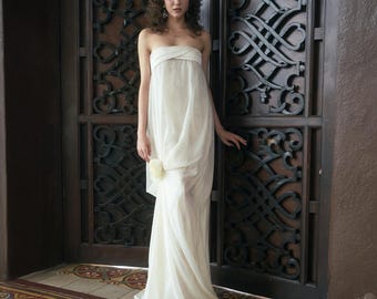 Strapless Seide Brautkleid Weiß Satin Brautkleid Minimalist Maxi Elegante Brautjungfer Outfit Romantische Elopement Abendgarderobe