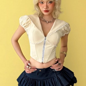 Off Shoulder Corset Top Women|White Yellow Renaissance Corset Blouse|Fairy Cottagecore Corset TopBridal Corset Bustier|Fashion Corset Outfit