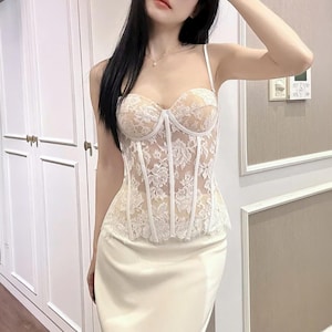 Lace Corset Top Bustier, Bridal White Corset,Black Gothic Corset Lingerie,Wedding Corset Dress,Renaissance Fairy Corset,Sexy Overbust Corset