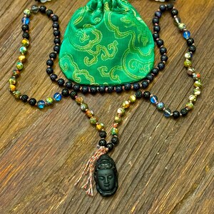 Carved Black Onyx Buddha Mala