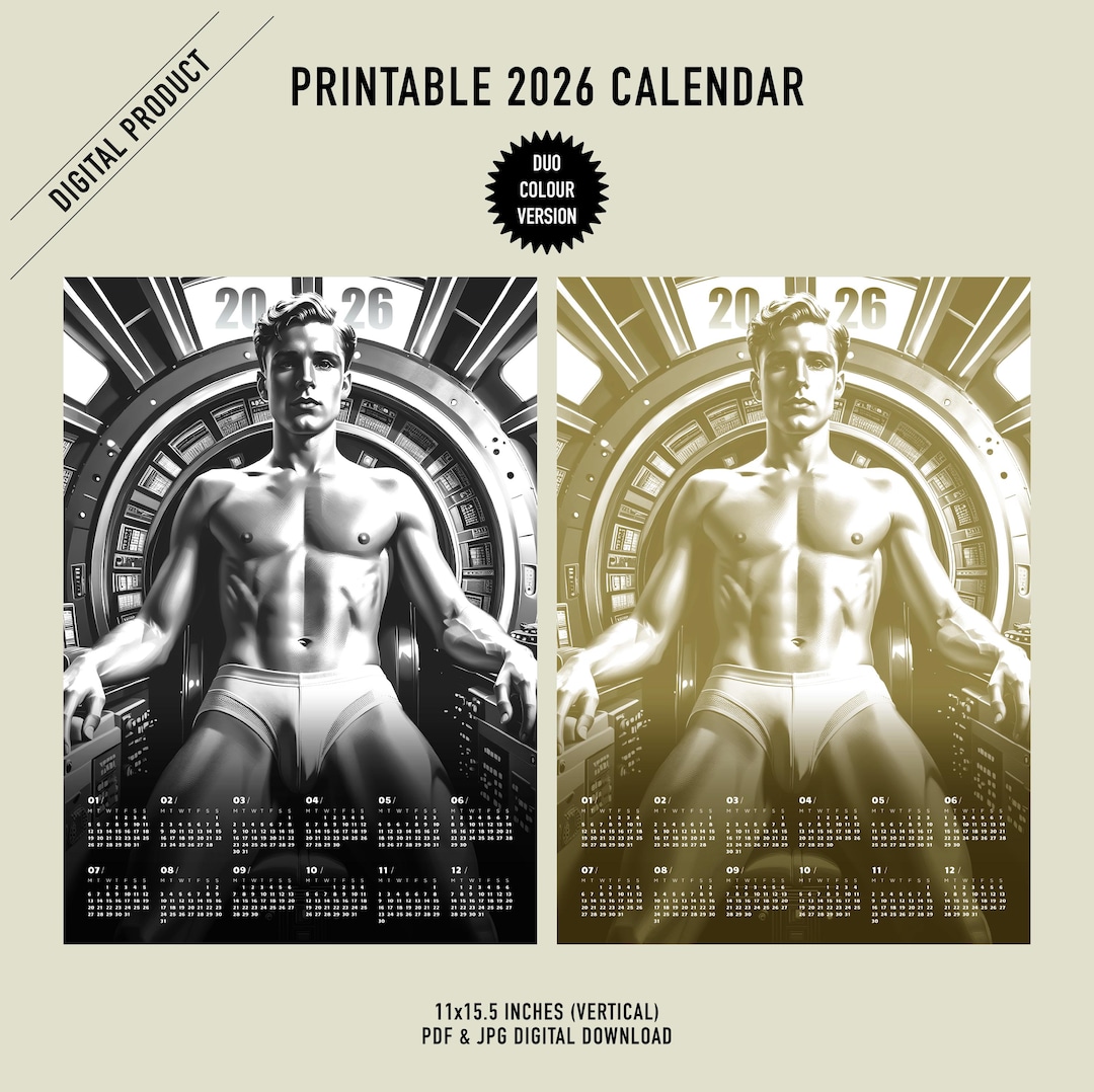 2026-spaceman-calendar-retro-sci-fi-illustration-digital-download