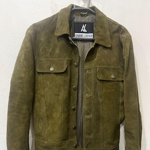 グリーンスエードジャケット Vintage green suede jacket - Etsy 日本