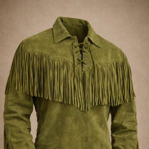 Cowboy Suede Jacket | Western Fringe Leather Coat Men Native Style Buckskin