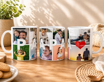 Personalisierte Papa-Tasse mit Fotos – Personalisierte Vatertagstasse – Originelles Papa-Geschenk – Personalisiertes Geschenk für Männer – Geschenkidee