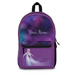 Personalized Elsa Frozen  Backpack, Galaxy Stars, Custom Name Girls Book Bag, Kids School Backpack,  Kids Backpack - Back to School