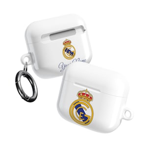 Funda personalizada para AirPods del Real Madrid / Regalo personalizado para fans del fútbol / Compatible con todas las generaciones Pro 2 y 3 / Regalo oficial del club de fútbol para él