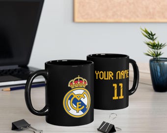 Personalized Real Madrid Mug - Real Madrid CF Fan Gift - Football Mug for Him - Hala Madrid Crest