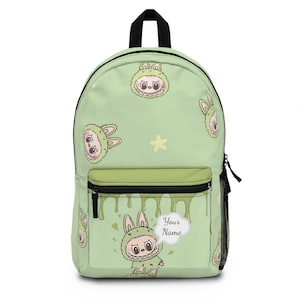 Green Grape Labubu Backpack - Adorable Monster Character School Bag, Kawaii Cute Rucksack, Unique Gift for Students & Fans