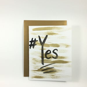 YES Hash Tag Hand Painted Greeting Card Blank image 1