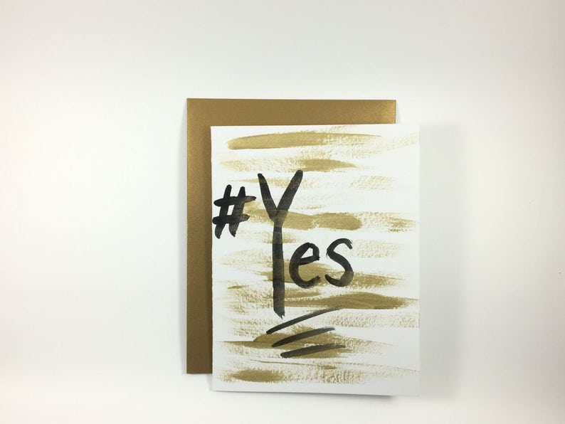 YES Hash Tag Hand Painted Greeting Card Blank image 1