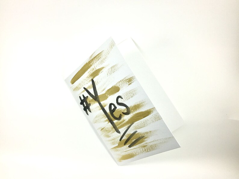 YES Hash Tag Hand Painted Greeting Card Blank image 4