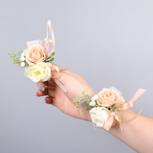 Soft Pink Rose Wedding Boutonniere & Wrist Corsage Set