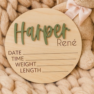 Personalized Baby Announcement Sign with Birth Stats, Footprint Sign For Newborn, Baby Name Reveal,  Baby Name Sign, Sign For Hospital