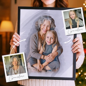 Custom Portrait From Photos, Add Deceased Loved One to Photo, Passed Away Portraits, Combine Photos, Grandmother Gift, Memorial Gift for Mom