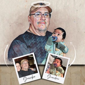 Custom Memorial Portrait, Combine Photos in Family Portrait, Pictures With Deceased Loved One, Incorporating a Lost Loved One in Photo
