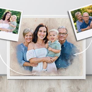 Custom Portrait From Photos, Loss of Parents Gift, Add Deceased Loved One to Photo, Passed Away Portraits, Combine Photos, Memorial Gift