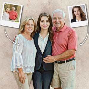 Custom Memorial Portrait Painting with Parents, Portrait from Photo, Combine Photos, Loss of Loved One Gift, Memorial Gift for Mom or Dad