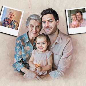 Family Portrait With Loss of Loved Ones, Portrait from Photos, Combine Photos, Add Deceased Loved Ones, Loss of Mother Gift, Memorial Gift