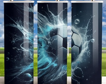Soccer 20oz Tumbler Wrap PNG – Football Sublimation Design, Sports Cup Digital Download, Athletic Skinny Tumbler Printable