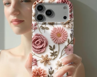 Blumendruck Handyhülle, Gesticktes Blumenmuster, Schutzhülle für das Handy