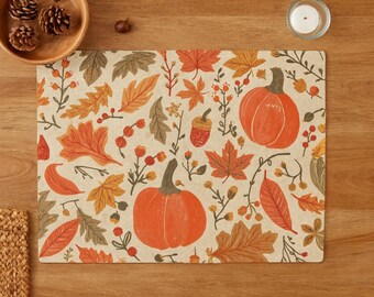 Juego de manteles individuales de calabaza otoñal: decoración de mesa para Acción de Gracias (juego de 4)