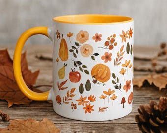 Fall Autumn Leaves Pumpkin Coffee Mug | Cozy Seasonal Ceramic Drinkware