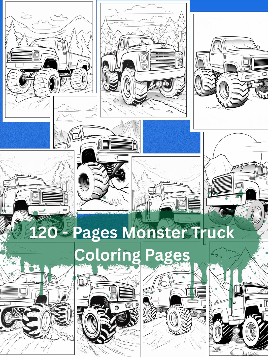 120 Printable Monster Truck Coloring Pages, Kids Adults Hobby Sheets ...