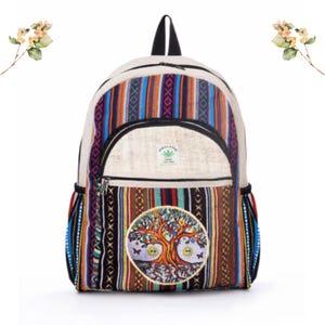Boho Backpack Tree of Life, Handmade Travel Bag, Goblincore Aesthetic, Eco Friendly Backpack, Spiritual Yoga Bag Gift, College Bookbag