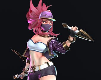 KDA Akali From League Of Legends - 3D STL File |  Resin Stl File | fdm Stl File | Instant Download STL | Fan Art Figurine