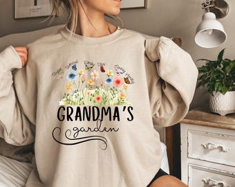 Sudadera personalizada con diseño de flores de nacimiento para abuela, regalo para el Día de la Madre, sudadera personalizada para abuela