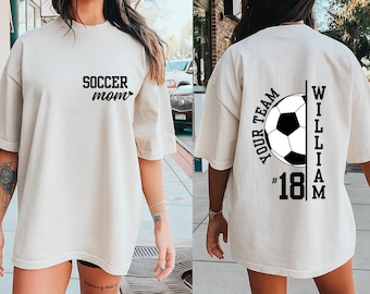 Comfort Colors® Personalized Soccer Mom Kids Name & Number Shirt, Custom Soccer Team Shirt, Gift for Soccer Mom, Soccer Season Shirt