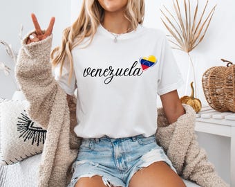 Venezuela Shirt with Heart Flag Design, Cute Minimalist Venezuela Shirt, Country Pride Travel Shirt, South America Gift Idea for Her