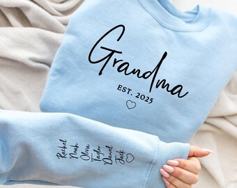 Sudadera personalizada para abuela, manga con nombre personalizado, jersey de año estimado