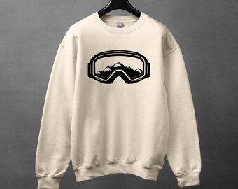 Ski Hoodie, Snow Goggles Hooded Sweatshirt, Snow Boarding Clothing , Winter Sweater, Mens Sweatshirt, Ladies Pullover