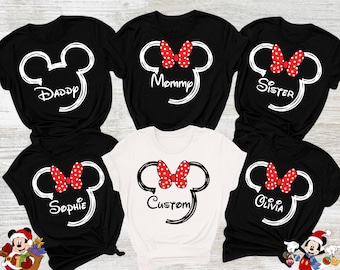 Matching Family Disney Shirts, Custom Disney Trip Tees, Mickey and Minnie Mouse Ears Family Shirts, Personalized Names Disney Shirts Gifts