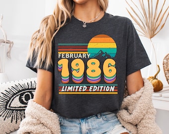 40th Birthday Retro Shirt, 1986 Birthday Sweatshirt Gift, 40 Years Bday Number Hoodie for Women / Men, Forties Bday Tee For Wife Or Husband