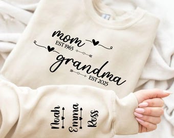 Sudadera con capucha personalizada para mamá y abuela, sudadera personalizada para mamá, regalo para el Día de la Madre, sudadera para abuela, regalo para la abuela