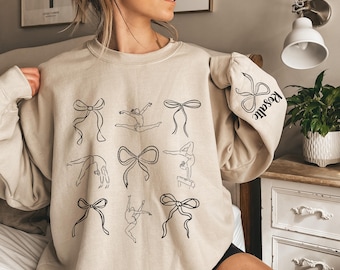 Custom Gymnastics Mom Sweatshirt, Personalized Name Coach Gift for Gymnast, Coquette Gymnastics Era Dance Competition Warm Up Sweatshirt