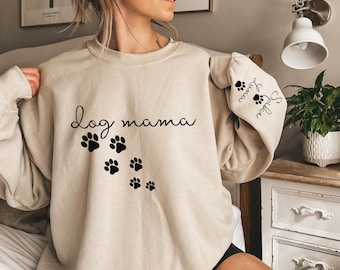Personalized Dog Mama Sweatshirt, Custom Dog Mom Hoodie, Dog Owner Outfit, Dog Mama Clothings, Dog Mom Birthday Gift, Happy Mothers Day Gift