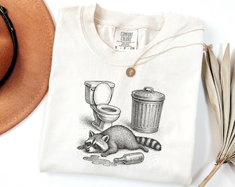 Comfort Colors® Trashed Panda Funny Drunk Raccoon T-Shirt, Hilarious Animal Humor Gift, Vintage Raccoon Graphic Shirt