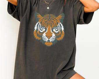 Vintage Tiger Graphic Tee: Comfort Colors Retro 90s Style