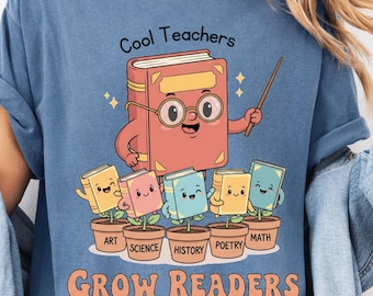 Camiseta "Niños Leen Libros" para Maestros - Camiseta con Colores que Cultivan la Comodidad de los Lectores - Regalo para Maestros - Camiseta de Vuelta al Cole para el Aula