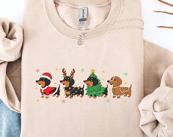 Dachshund Christmas Shirt, Wiener Dog Holiday Sweatshirt, Cute Sausage Dog Xmas T-Shirt, Funny Pet Lover Gift