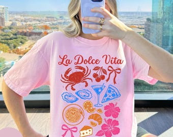 Comfort Colors® La Dolce Vita Shirt, Italian Summer Vacation T-Shirt , Italy Travel Gift, Foodie Graphic
