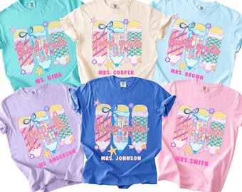 Aangepaste lerarenteamshirts, comfortkleuren terug naar school-shirt, T-shirt op klasniveau, cadeau leraar, eerste tweede derde leerjaar