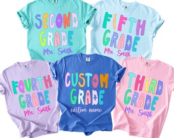 Aangepast leraarsshirt op niveau, bijpassend terug-naar-school-leraar-T-shirt, team-T-shirt Grade